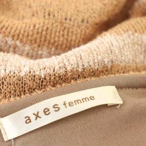 axes femme 半袖 ニットワンピース ボーダー リボン ひざ丈 ワンピース M ベージュ /G