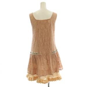 axes femme ノースリーブ ワンピース レース 花柄 ひざ丈 M ピンク ベージュ /G