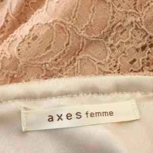 axes femme ノースリーブ ワンピース レース 花柄 ひざ丈 M ピンク ベージュ /G