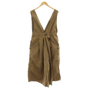 EKAL 別注 アクティブナイロン サロペット ノースリーブ ワイドパンツ オールインワン M 茶 ブラウン