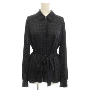 24AW サテンドットブラウス 水玉 シャツ ブラウス 長袖 F ネイビー 紺 24051900991040