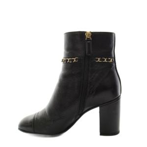 CHANEL チェーン ショートブーツ ココマーク 37C ブラック
