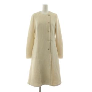 ニットコート ノーカラー ロング ウール 40 アイボリー M5B04-430-02 /KU