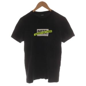 Tシャツ カットソー S 黒 ブラック 半袖 文字プリント クルーネック /AN60
