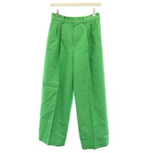 25SS ウールレーヨンツイルタックワイドパンツ ジップフライ 36 緑 グリーン 12-04-51-04001