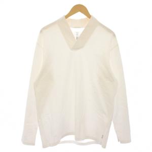 カットソー 長袖 Vネック L 白 /BM