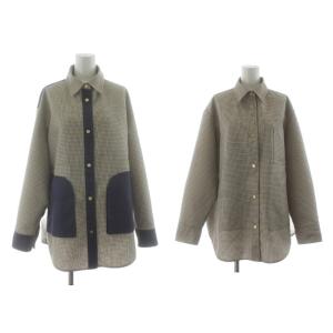 25AW リバーシブルチェックシャツジャケット 38 ベージュ ネイビー YR25-25142AW
