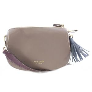 ショルダーバッグ レザー ロゴチャーム タッセルチャーム ワンポイント グレージュ /BB