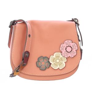 UPCRAFTED サドル23 ティーローズ ショルダーバッグ レザー 花柄 装飾 ピンク 21698