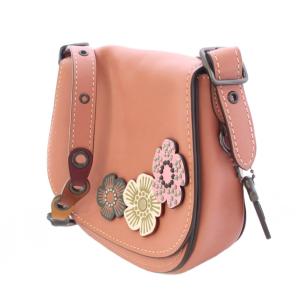 COACH UPCRAFTED サドル23 ティーローズ ショルダーバッグ レザー 花柄 装飾 ピンク 21698