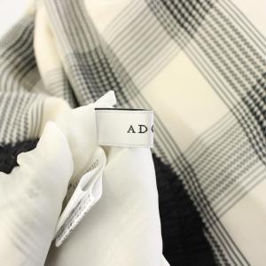 ADORE ジャガードチェックパンツ ワイド イージー タック ウエストゴム 38 白 ホワイト 黒 ブラック グレー