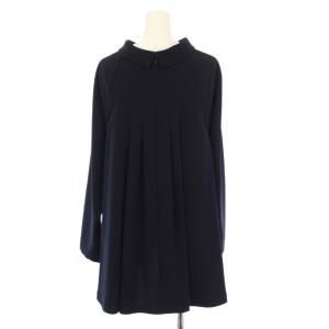 ADORE ドライジョーゼットブラウス シャツ プルオーバー 長袖 ストレッチ 無地 ワンカラー 38 紺 ネイビー