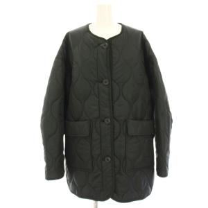 22AW キルティングコート ノーカラーコート 中綿 上着 0 黒 ブラック /HN