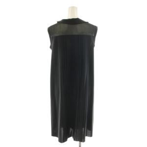 FOXEY NEW YORK ワンピース ひざ丈 襟付き ノースリーブ 切替 38 黒 ブラック 24513 /AN75