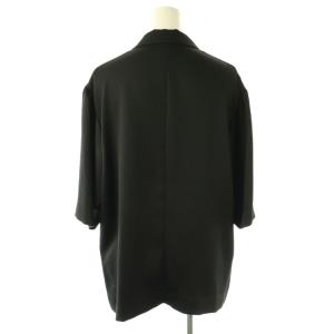 6 ROKU BEAUTY&YOUTH SATIN SHORT SLEEVE OPEN COLLAR SHIRT オープンカラーシャツ F ブラック