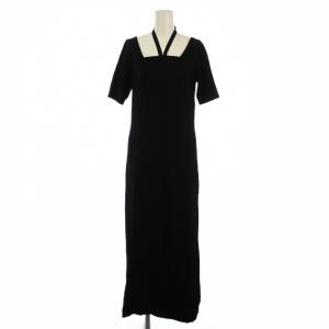 halterneck one-piece ホルターネックワンピース ロング 半袖 36 黒 SAM-FK200-3001