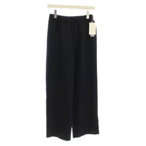 パンツ ウール 36 ネイビー 無地 ゴムウエスト ワイドシルエット /JP