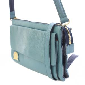 A.D.M.J. 2WAY ショルダーバッグ ハンドバッグ ワンハンドル レザー ロゴ 装飾 ワンカラー 水色 ライトブルー