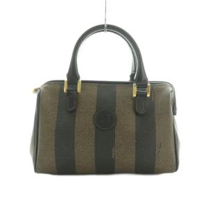 ペカン柄 ミニボストンバッグ ブラウン ブラック