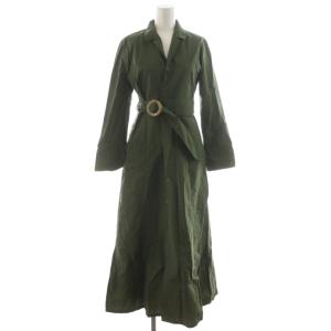 ワンピース 38 カーキ シャツカラー 長袖 ロング丈 /NS