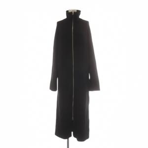 ドライバーズ ニット ロング ワンピース 黒 ブラック フルジップ スタンドカラー 長袖 1626-105-4482