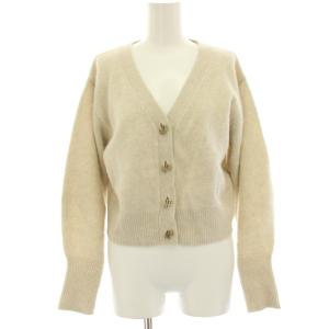 24AW ロゴ釦フォックスカーディガン ウール F ベージュ 長袖 Vネック ショート丈 LWND244053