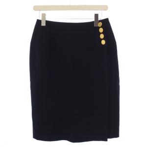 ラップスカート タイトスカート ひざ丈 ウール L 紺 /BM