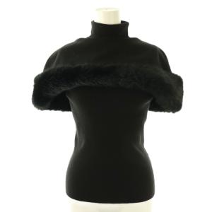 23AW ファーケープ付きノースリーブニット プルオーバー ハイネック 36 ブラック CWNT234071