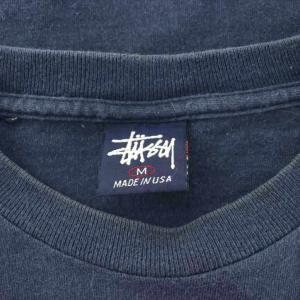 STUSSY 90's 混タグ Tシャツ カットソー 半袖 クルーネック プリント M 紺 ネイビー /KU