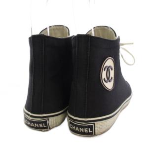 CHANEL ヴィンテージ ココマーク ハイカットスニーカー 35 黒 A01852.10 /KH