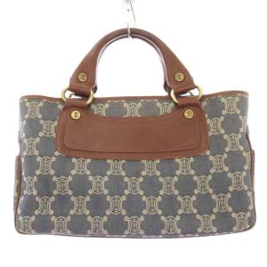 ブギーバッグ マカダム柄 ハンドバッグ デニム レザー 切替 紺 ネイビー 茶 ブラウン /BB OH