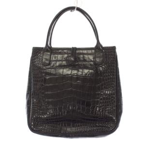 Longchamp ロゾ ハンドバッグ レザー 型押し ワンカラー 黒 ブラック /BB