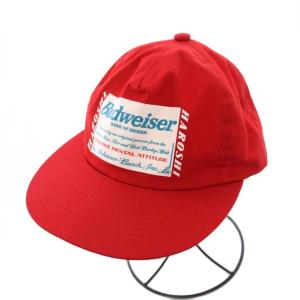 HAROSHI Budweiser Cap ロゴプリントキャップ 帽子 赤 /KH