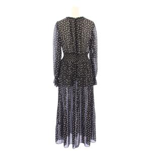 HANAE MORI CELFORD 25SS ハートモチーフプリントワンピース 長袖 ロング 36 黒 CWFO251110