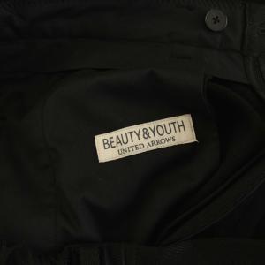 BEAUTY&YOUTH UNITED ARROWS トリコチンツイル 1プリーツ テーパード パンツ L 黒 ブラック 1214-126-9434 /YM