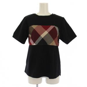 Tシャツ カットソー 半袖 クルーネック チェック柄 38 黒 55P18-353-09 /BM
