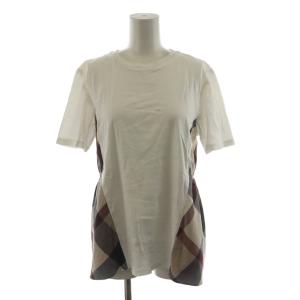 Tシャツ カットソー 半袖 フレア チェック 38 白 ホワイト 55P10-386-02 /AN52