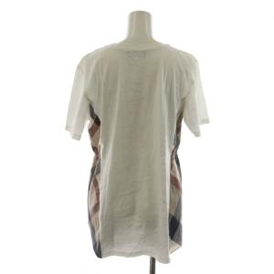 BLUE LABEL CRESTBRIDGE Tシャツ カットソー 半袖 フレア チェック 38 白 ホワイト 55P10-386-02 /AN52