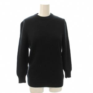 ニット セーター カシミヤ L 黒 無地 クルーネック 長袖 /JP