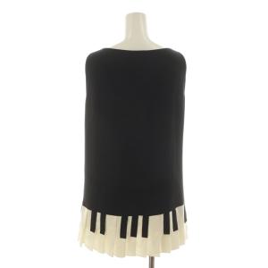 MOSCHINO CHEAP AND CHIC シャツ ブラウス 36 黒 ブラック 白 ホワイト ノースリーブ プリーツ /RR