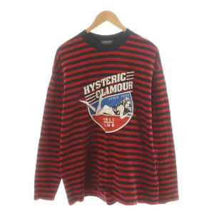 GIRLS CLUB Tシャツ カットソー 長袖 ボーダー柄 XL 赤 レッド 黒 ブラック 02223CL05