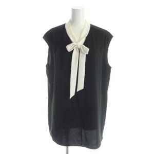 シャツ ブラウス 46 黒 ブラック 白 ホワイト 無地 ボウタイ ノースリーブ /AP