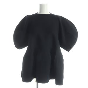 カットソー 黒 ブラック 半袖 パフスリーブ ペプラム /AP