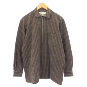 90年代 シャツジャケット ジップアップ S ブラウン