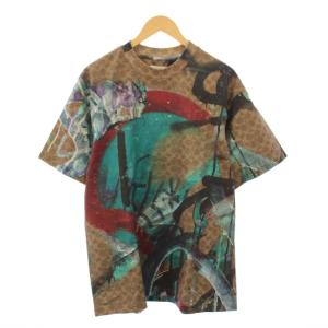 MINT+SERF Tシャツ 半袖 クルーネック ストレッチ ロゴ シグネチャー 総柄 S 茶 ブラウン