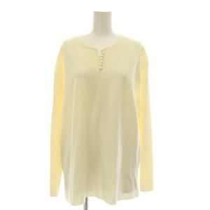 ニット セーター 大きいサイズ 44 クリーム色 アイボリー 長袖 スリットネック パール装飾 KRWWNZ0651