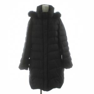 シレータフタロングダウンコート ロング フード ラクーンファー装飾 大きいサイズ 50 黒 ブラック CMWWKW0502
