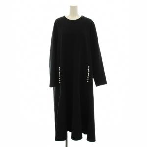 K 23AW コンフォータブルドレープ ワンピース ロング 大きいサイズ 6 紺 ネイビー パール装飾