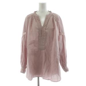 COTTON LINEN LACE BLOUSE コットンリネンレースブラウス プルオーバー 長袖 麻混