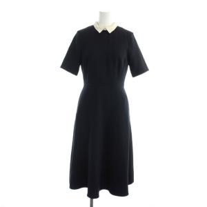 ワンピース 34 紺 ネイビー 丸襟 半袖 膝下丈 CWFO192003 /AP